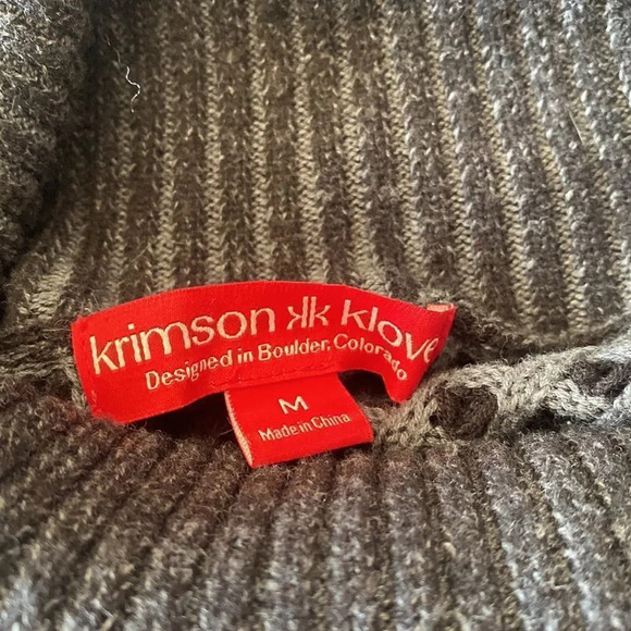 Krimson Klover sweater sz M black and grey stripe merino blend turtleneck EUC - Picture 6 of 6